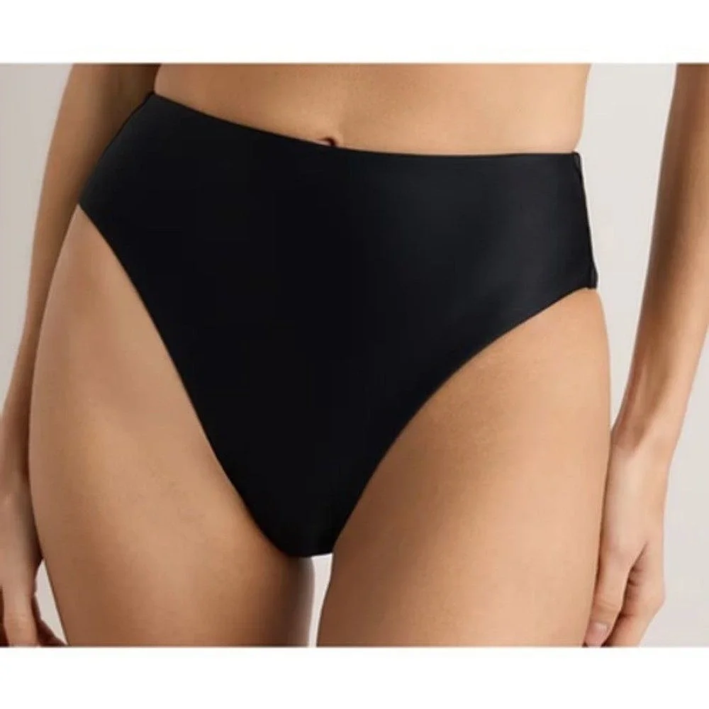 quince italian high-rise high-leg bikini bottom black, women size x-small xs